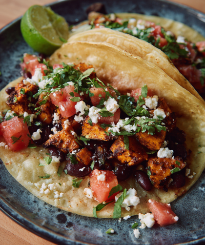 Jamie Oliver Air Fryer Sweet Potato & Black Bean Tacos