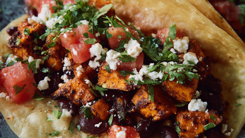 Jamie Oliver Air Fryer Sweet Potato & Black Bean Tacos