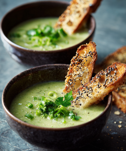 Jamie Oliver Air Fryer Broccoli Soup & Cheesy Soldiers