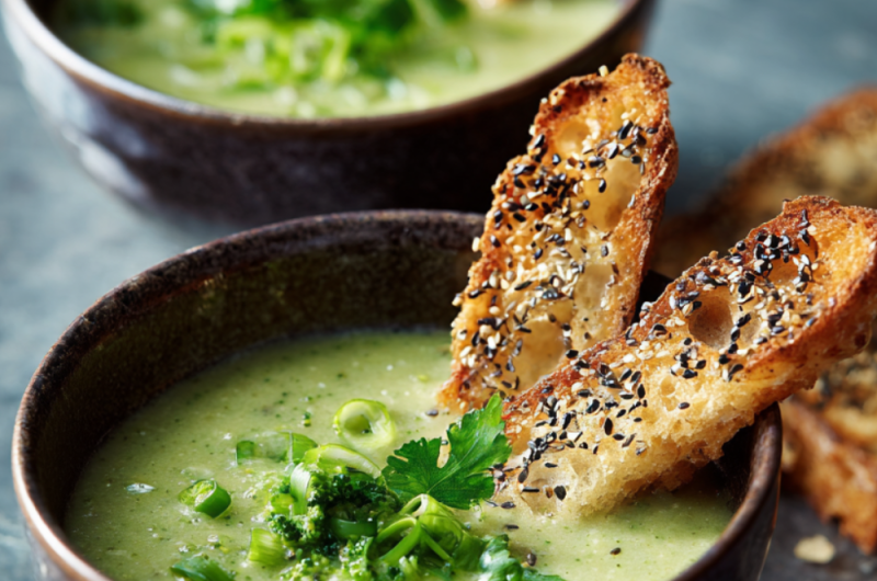 Jamie Oliver Air Fryer Broccoli Soup & Cheesy Soldiers