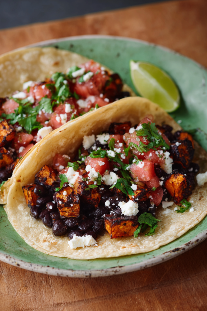 Jamie Oliver Air Fryer Sweet Potato & Black Bean Tacos