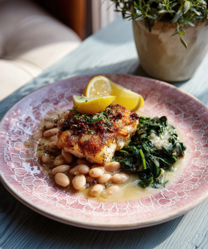Jamie Oliver Air Fryer Prosciutto Baked Fish & Garlicky Beans