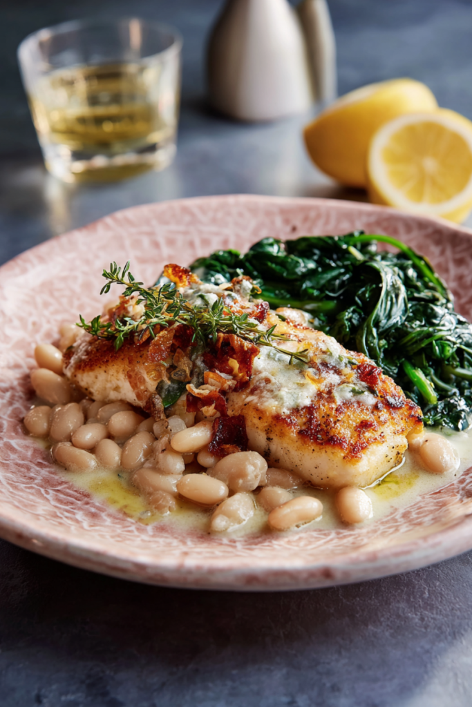 Jamie Oliver Air Fryer Prosciutto Baked Fish & Garlicky Beans