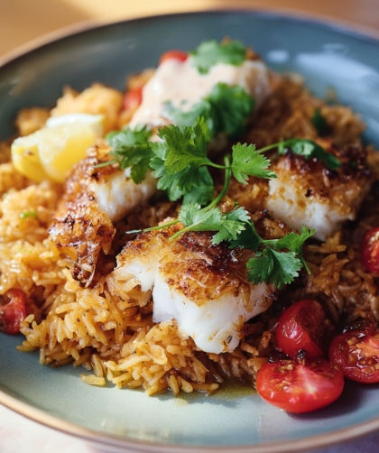Jamie Oliver Air Fryer Spiced Fish & Rice Bake