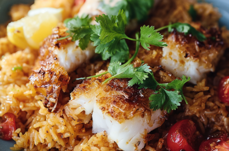 Jamie Oliver Air Fryer Spiced Fish & Rice Bake