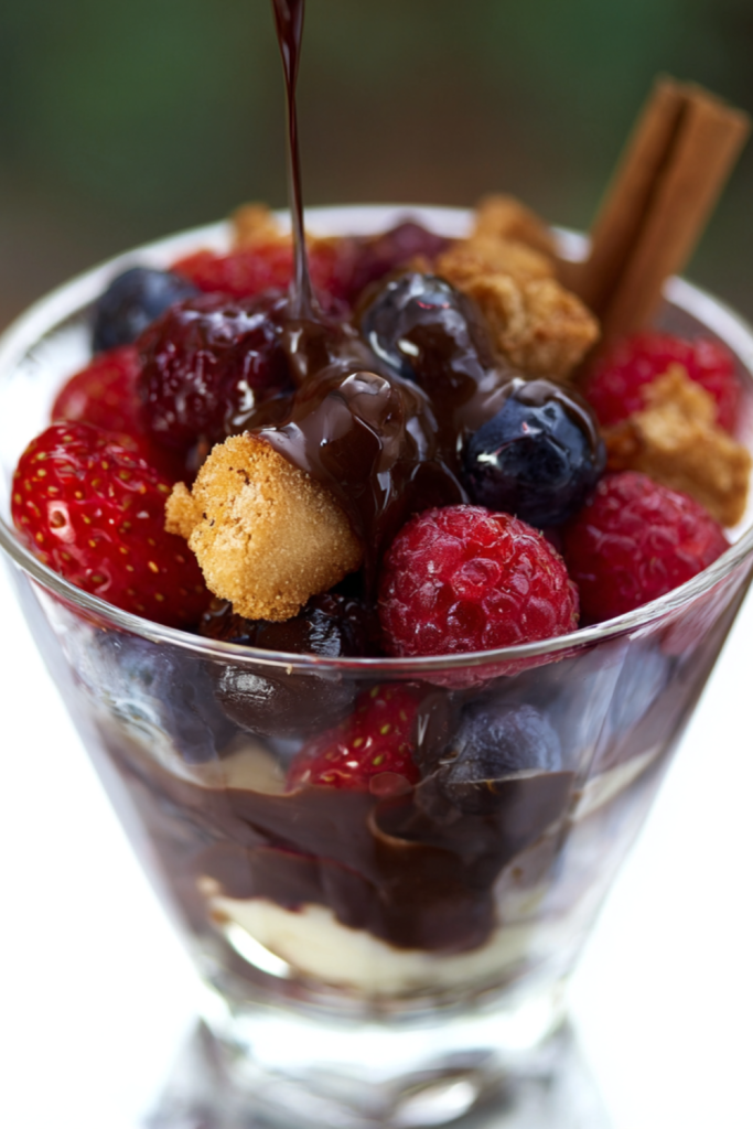 Summer Fruit With Amaretti Biscuits And Hot Chocolate Sauce Recipe