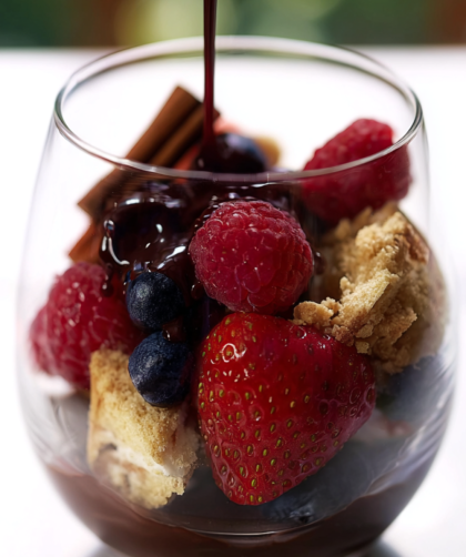 Summer Fruit With Amaretti Biscuits And Hot Chocolate Sauce Recipe