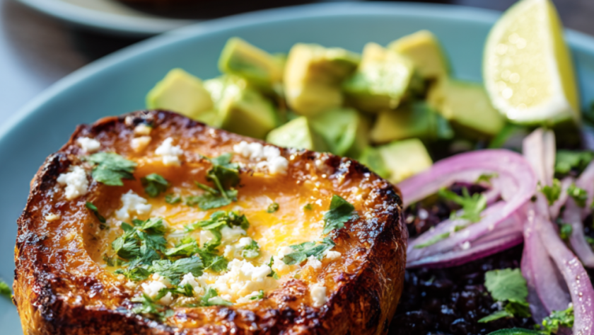 Jamie Oliver Air Fryer Stuffed Squash & Black Beans