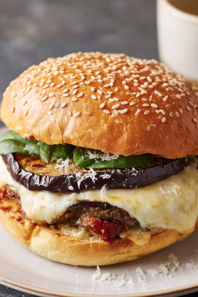Aubergine Parmigiana Burger Recipe
