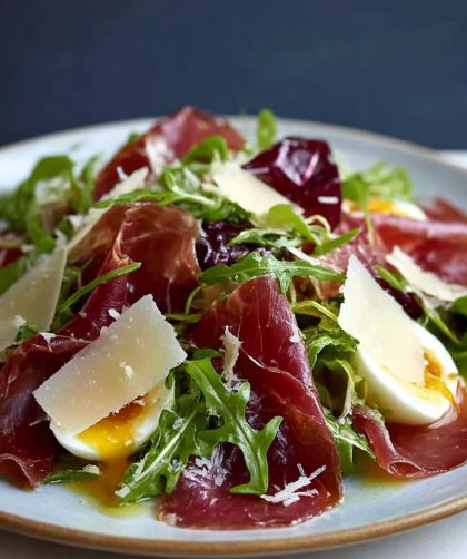 Delicate Egg Ribbons with Bresaola, Crispy Fennel & Spring Leaves Recipe