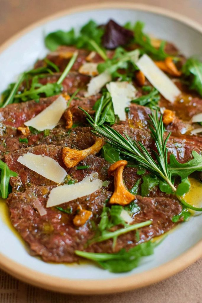 Flash Roast Beef with Garlic, Rosemary and Girolles Recipe