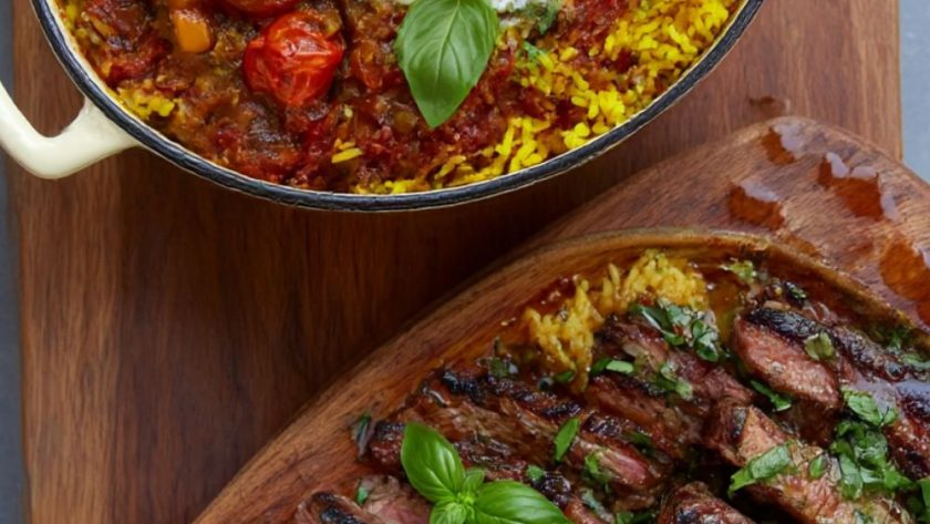 Grilled Steak Ratatouille & Saffron Rice Recipe