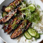 Miso-grilled Aubergine & Cucumber Pickle Rice Bowl Recipe