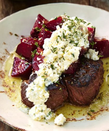 Smoked Beets with Grilled Steak and a Cottage Cheese Dressing Recipe