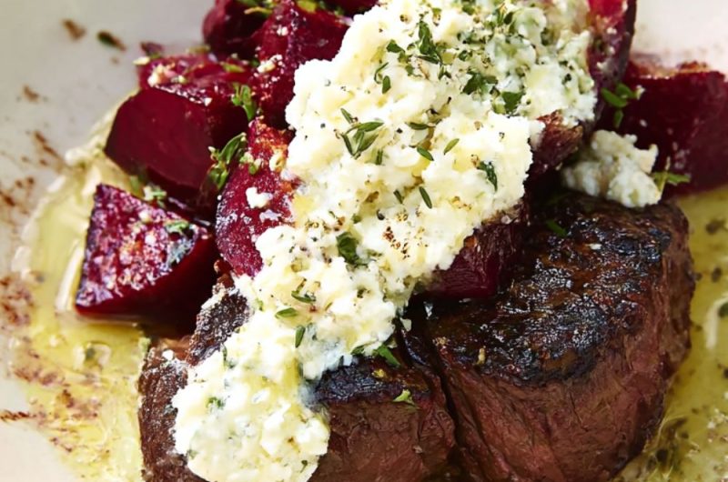 Smoked Beets with Grilled Steak and a Cottage Cheese Dressing Recipe