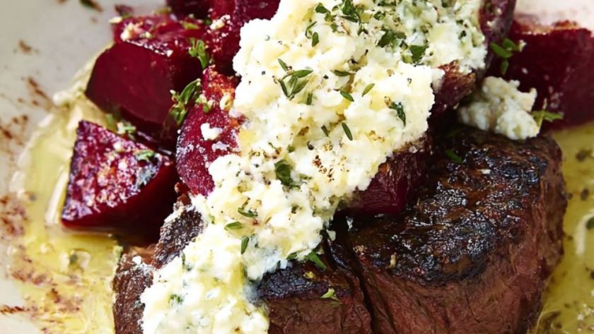 Smoked Beets with Grilled Steak and a Cottage Cheese Dressing Recipe