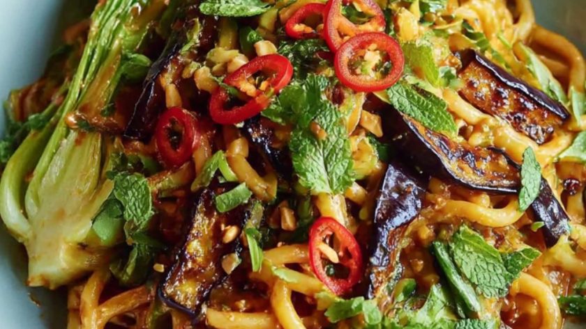 Sticky Aubergine Noodles Recipe