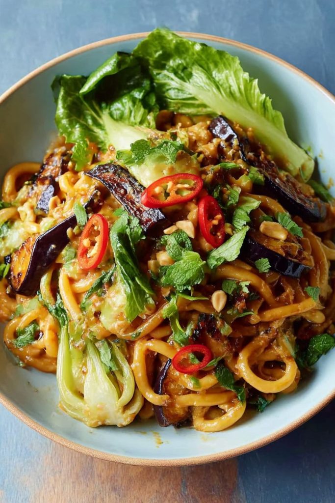 Sticky Aubergine Noodles Recipe