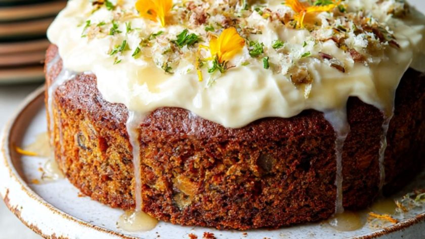 Apricot & root veg cake with honey yoghurt icing Recipe