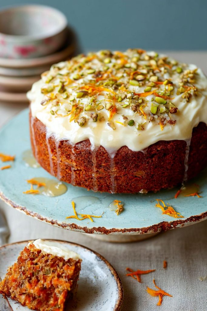 Apricot & root veg cake with honey yoghurt icing Recipe