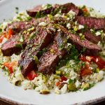 Grilled Steak with Herby Brown Rice Recipe