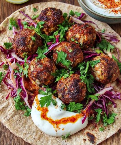 Harissa meatball wraps Recipe