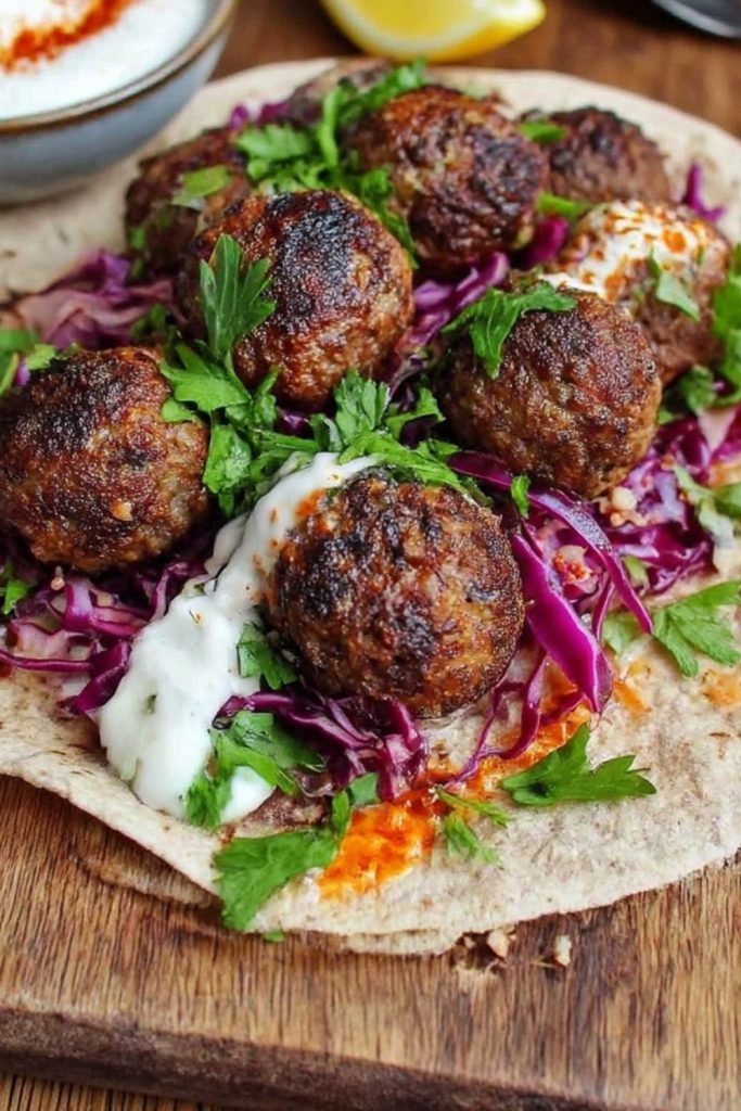 Harissa meatball wraps Recipe