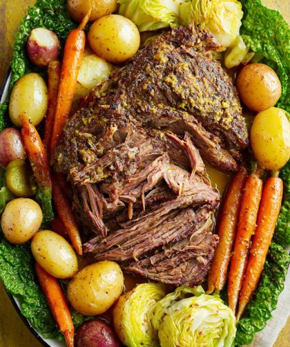Mustard Brisket with Veg & Beef Broth Recipe