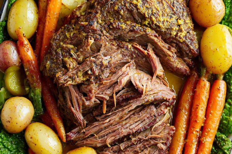Mustard Brisket with Veg & Beef Broth Recipe