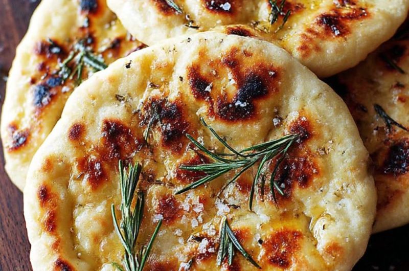 Grilled flatbreads with rosemary oil Recipe