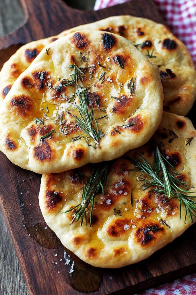 Grilled flatbreads with rosemary oil Recipe