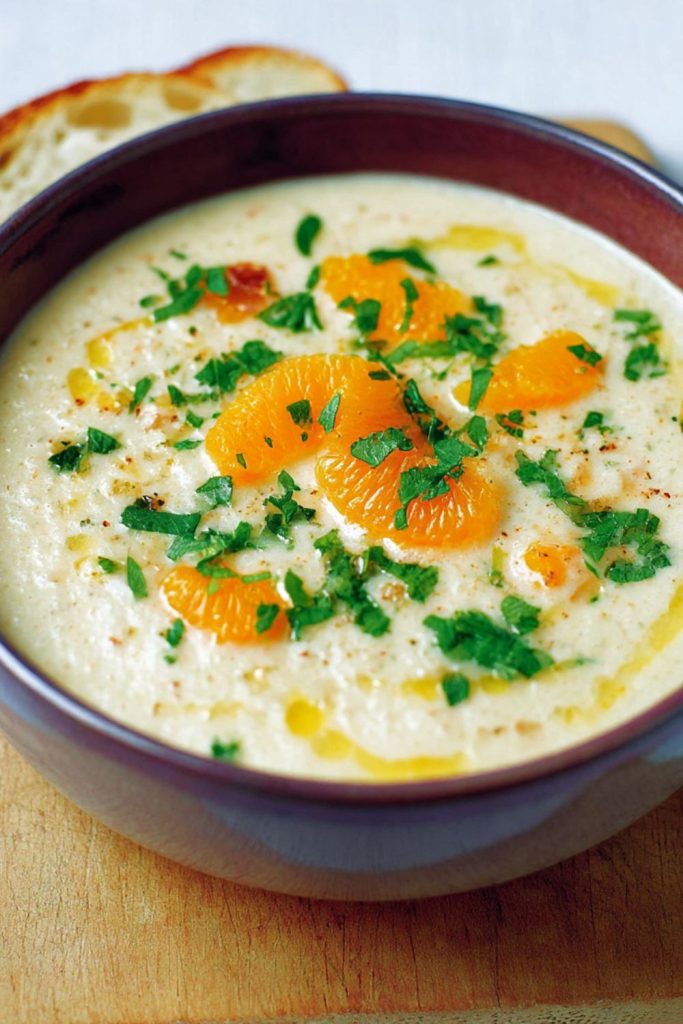 Roasted sweet garlic, bread and almond soup Recipe