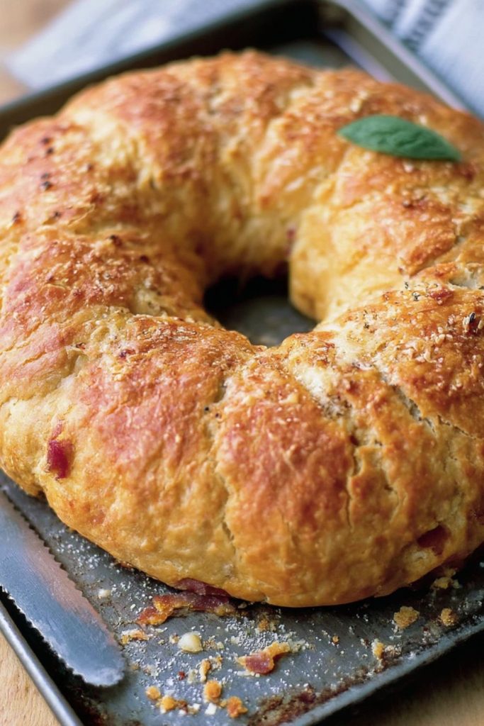 Rolled bread of Parma ham, nice cheese, egg and basil Recipe