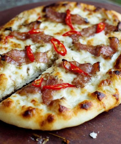Smoked pancetta pizza Recipe