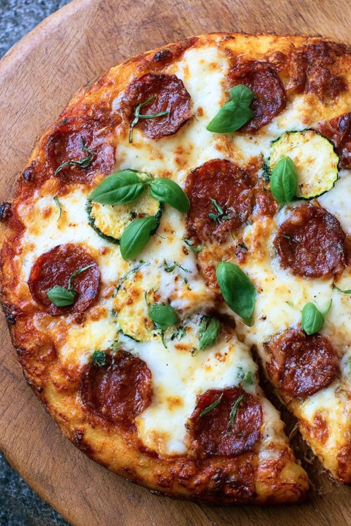 Spicy salami & courgette pizza Recipe