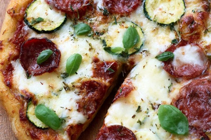 Spicy salami & courgette pizza Recipe