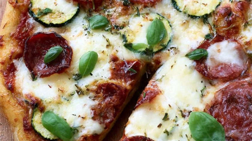 Spicy salami & courgette pizza Recipe