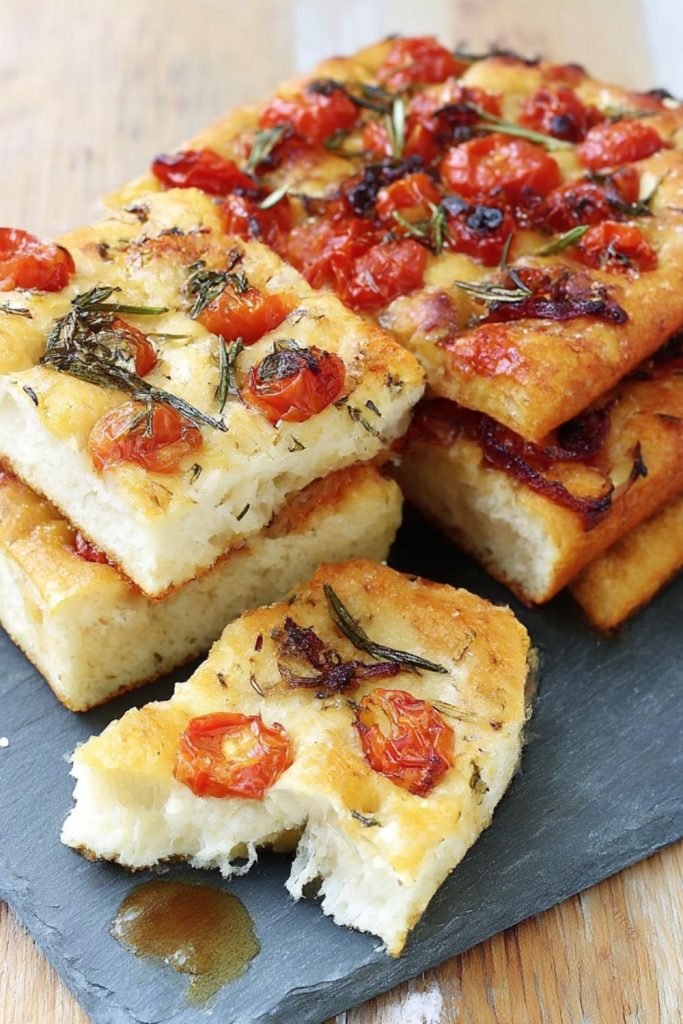 Three flavour focaccia Recipe
